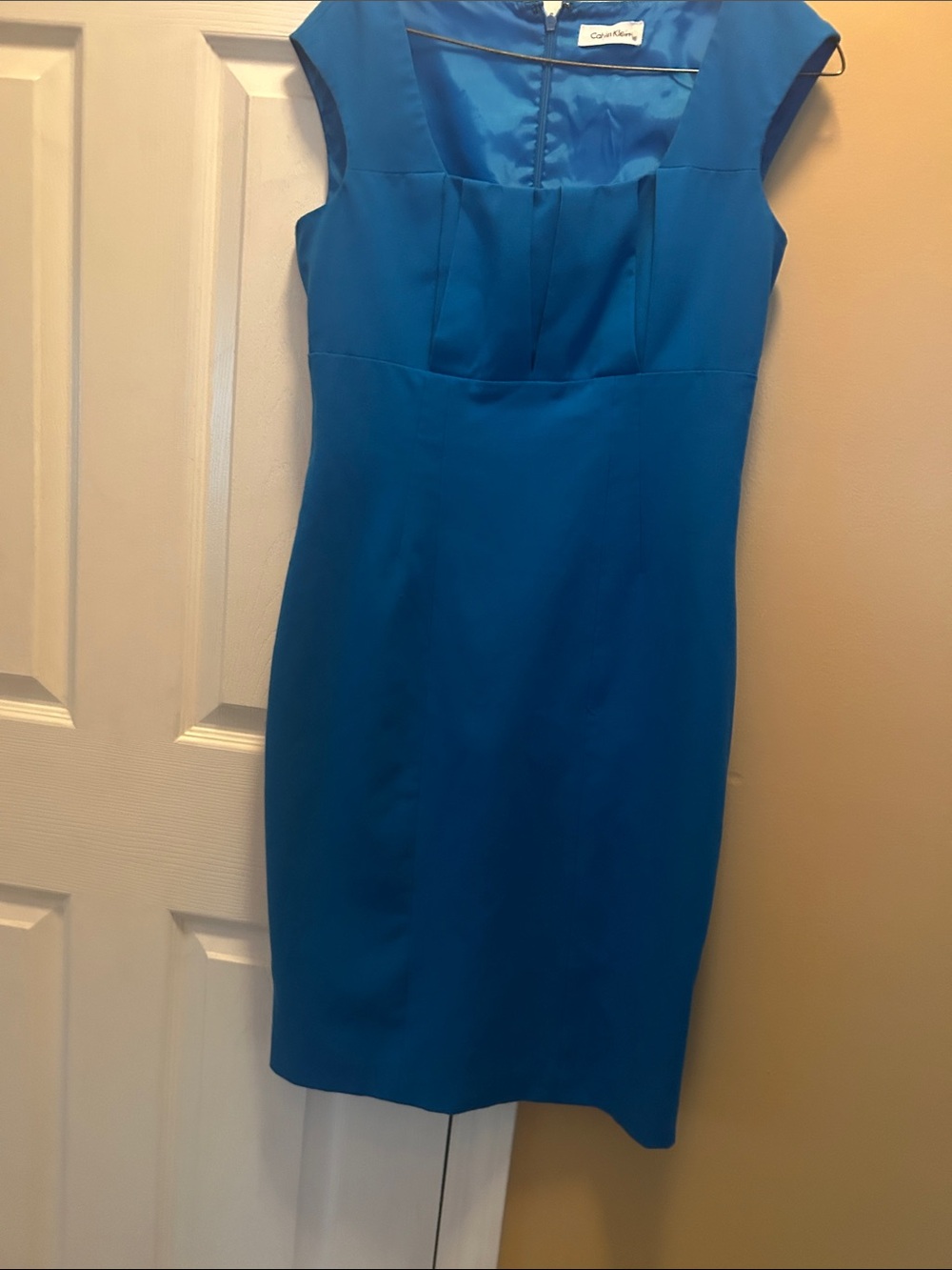 Calvin Klein Teal Blue Cap Sleeve Sheath Dress